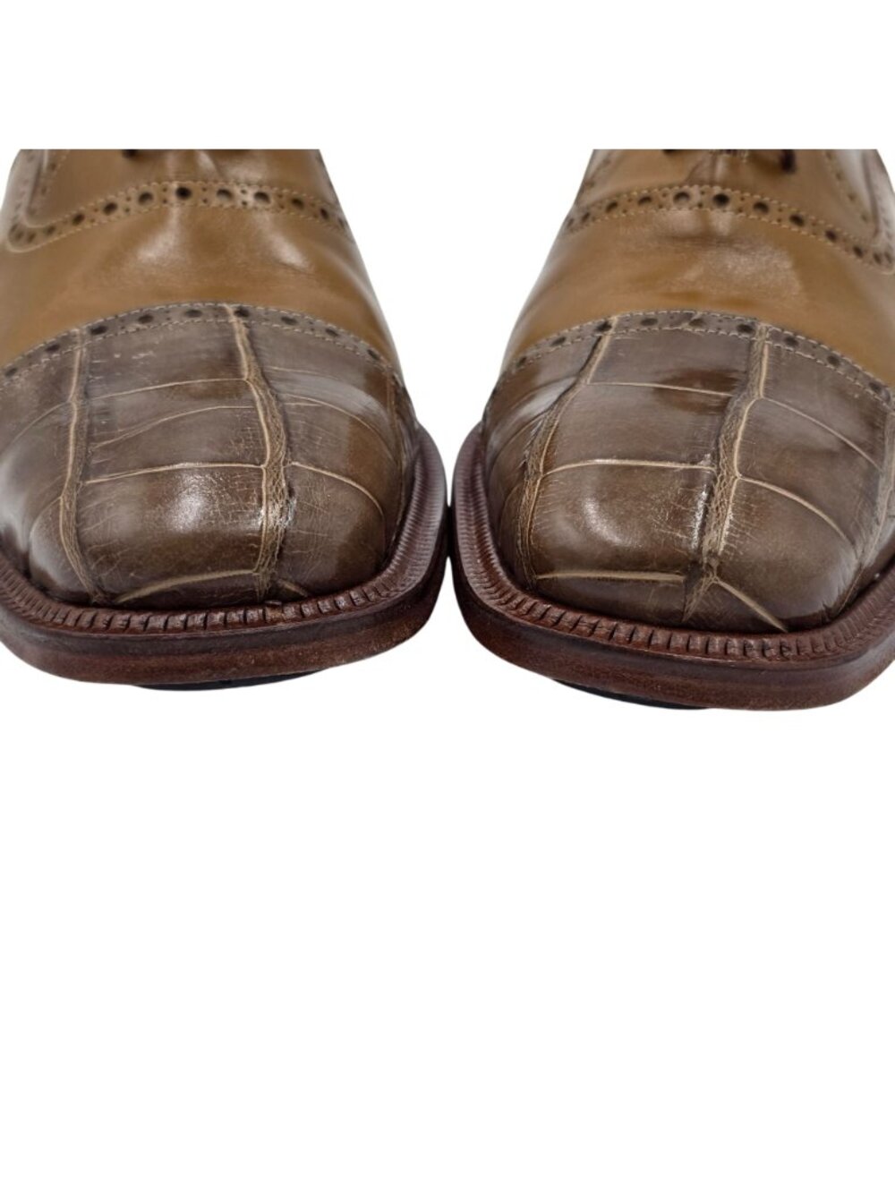 Vintage Alligator Mens 11M Taupe Brown David Eden Exotic Leather Dress Shoes - Picture 14 of 15